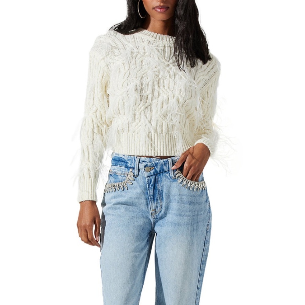 ASTR The Label White Feather Sweater